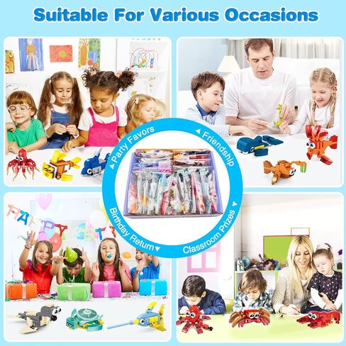 Party Favors for Kids Building Set, 24 Pack Animals Building Blocks Toy, Classroom Prizes Goodie Bag Stuffers, Christmas Day Easter Birthday Gift for Boys Girls Ages 6-12+ in Saudi Arabia