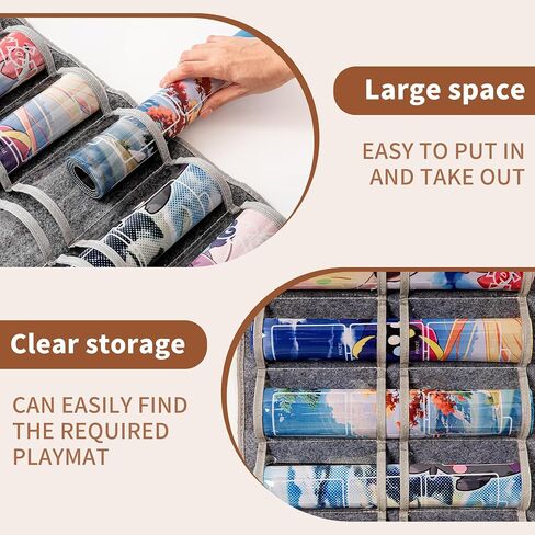 Dual Sided TCG&MTG Playmat Organizer, Dust Proof Storage Case for Dices and Cards, Game Accessories Holder with 8 MTG/TCG Sized Playmats (14" x 24") Slots & 16 Game Accessories Slots (Black) in Saudi Arabia