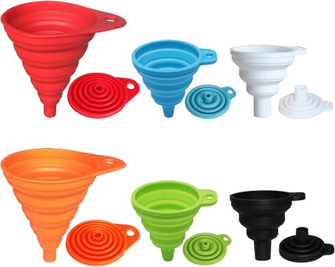 KongNai Kitchen Funnel Set 4 Pack, Small and Large, Kitchen Gadgets Accessories Foldable Silicone Collapsible Funnels for Filling Water Bottle Liquid Transfer Food Grade in Kuwait