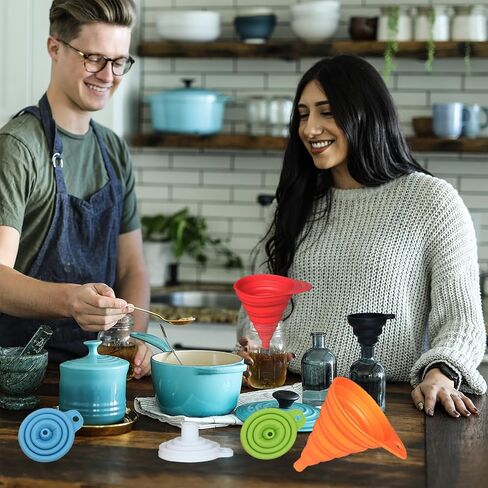 KongNai Kitchen Funnel Set 4 Pack, Small and Large, Kitchen Gadgets Accessories Foldable Silicone Collapsible Funnels for Filling Water Bottle Liquid Transfer Food Grade in Kuwait