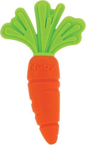 Nuby Silicone Carrot Tube Teether and Realistic Silicone Carrot Teether with Massaging Bristles Combo - Gentle on Gums - 3+ Months in Saudi Arabia