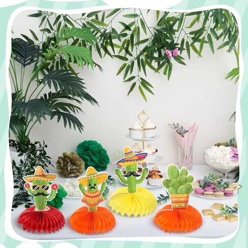 9 Pieces Fiesta Table Centerpieces Paper Mexican Honeycomb Decoration Colorful Cinco De Mayo Table Topper Decor for Carnivals Taco Tuesday Cactus Theme Party Photo Props Decoration Supplies in Saudi Arabia