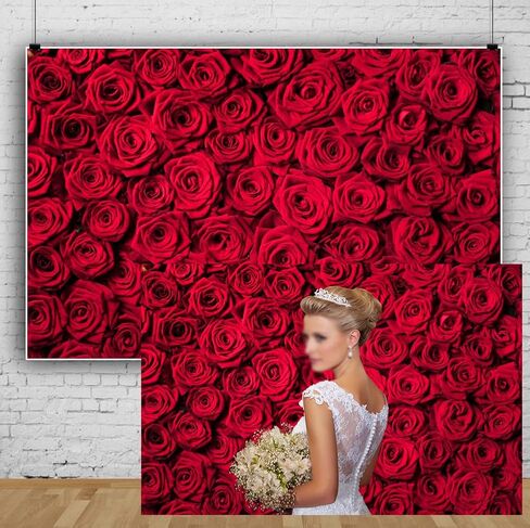 Laeacco 10x6.5ft Red Rose Backdrop Floral Rose Wall Background Bridal Shower Party Banner Girl Birthday Party Backdrop Valentine's Day Backdrop Rose Flowers Wedding Photo Studio Event Background in Saudi Arabia