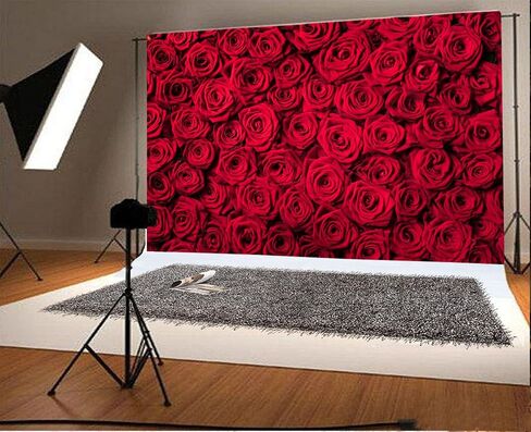 Laeacco 10x6.5ft Red Rose Backdrop Floral Rose Wall Background Bridal Shower Party Banner Girl Birthday Party Backdrop Valentine's Day Backdrop Rose Flowers Wedding Photo Studio Event Background in Saudi Arabia