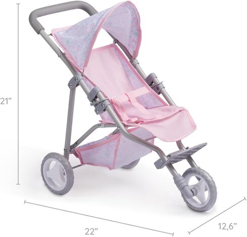 JC Toys | Berenguer Boutique |3 Wheeled Folding Doll Jogger Stroller | Pink | Ages 3+ in Saudi Arabia
