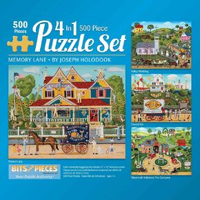 أجزاء وقطع - 4 -in -1 أحزمة 500 قطعة بانورت بانورز للبالغين - مجموعة ألغاز Memory Lane 500 PC بواسطة Joseph Holodook - الألغاز قياس 16 "x20"