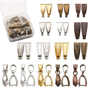 kissitty 480pcs/box 5 color brass patclasp clasp and snap on bails hook clasps for pendants netclace Jewelry DIY