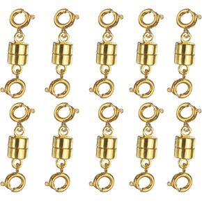 uxcell 3pcs Double Magnetic Necklace Clasps and Closures, Magnetic Bracelet Locking Clasps Beads Chain Converters for DIY Jewelry Making, Bracelet Put on Helper, Gold