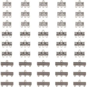 120 Pcs Alloy Necklace Connector, 3 Styles Rectangle Multi Strand Bracelet Layer Clasp Pendant Bails Chandelier Drop Earrings Chains Tags Charms with 3 Hole for Layered Jewelry Making
