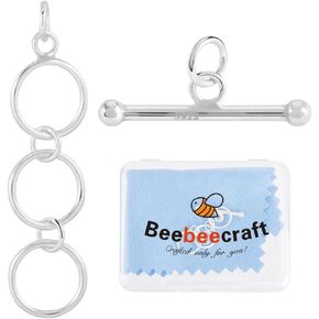 Beebeecraft 1 Box 1PC Clasps Clasps for Bracelet Making 925 Sterling Silver Three Ring OT Colasps with 1pc Silver Poinching Cloth