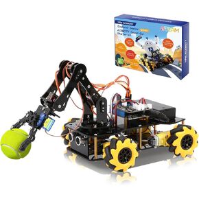5DOF Smart Robot Arm Car Kit ، 4WD Control Care Car متوافق مع Arduino/Python/Programming Project/STEM Todize/Science Kit لـ 12+ مراهق ومواد فريدة من المراهقين