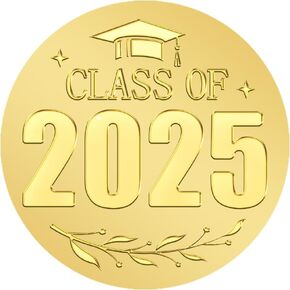 300 مساءً ملصقات التخرج من 2025 ، أختام مغلف التخرج من رقائق الذهب ، 1.5 بوصة
