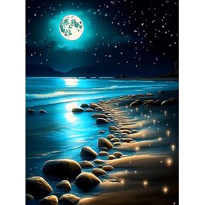 anblub Lighthouse Diamond Art Kits للبالغين ، ومجموعات الطلاء الماس البرجية للمبتدئين ، والفنون الطبيعية الساحلية للأحجار الكريمة للبالغين لديكور المكتب المنزلي 12x16nch (منارة ، وأمواج ، وأزهار)