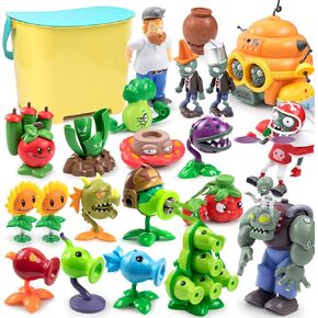 Maikerry Plants and Zombies vs Toys 21pcs PVZ Action Figures Set Great Gifts for Kids and Fans,Birthday and Party -with Waterproof Battlefield Map