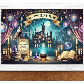 Wizard Happy Birthday Banner Wizard Happy Birthday Backdrop 6x4ft Wizard Party Decorations Magical Birthday Decorations Magical Party Decorations Wizard Backdrop Wizard Props for Room Decorations