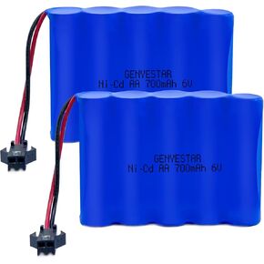2 حزمة 6.0V 700mAh Ni-CD قابلة لإعادة الشحن حزمة بطارية AA لـ 11 قناة RC Truck Truck STUNT RC CARS CARS (SM2P CLOP و 2 USB Charger Cable)