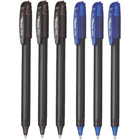 Pentel Energel - 0.7mm - مجموعة قلم جل الأسطوانة - حزمة من 6 أقلام - (3 أزرق + 3 أسود)