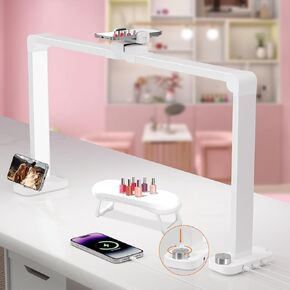 iVict Desk Lamp, 34In 48W Nails Tech Light with Phone Stand, 0-100% Adjustable Brightness, 3000K-6000K Color Temperature Led Desk lamp for Nail, Tattoos, Eyebrows, Beauty