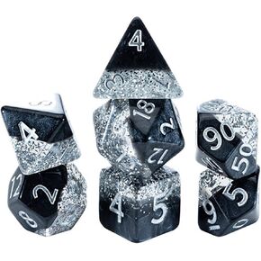 Gate Keeper Games & Dice Halfsies Dice: Glitter Edition - Blue - 7 Piece Dice Set, Gate Keeper Games