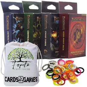 HATCHATION HIT CURTRAGE ، حزمة بطاقات HERO POINT و CHASE مع FAPETO TRAVERTRING DICE BAS و RPG RINGS FAPTO