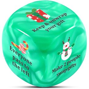 Delujouberst 2025 New White Elephant Gift Game, 6 Different Sides Dice, Santa Swap Exchange, Stocking Stuffers Party Game, Family Team Gift for Holidays Parties