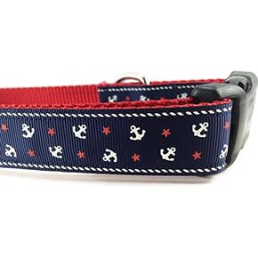 طوق الكلب الأزرق ، Canininedesign ، البحرية ، الإبحار ، عرض 1 بوصة ، قابل للتعديل ، النايلون ، المتوسط ​​والكبير (متوسط ​​13-19 ")