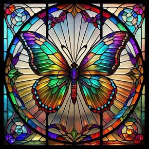 Anuver Diamond Painting Kits for Adults, 5D DIY Butterfly Diamond Art Kits for Beginners, Full Drill Diamond Painting Kits for Home Wall Decor, Stained Glass, 12x12 Inch
