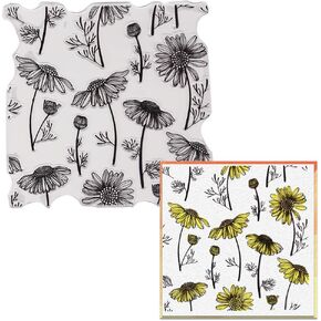 Alibbon Daisy Background Clear Stamps لتصنيع البطاقات وزينة ألبوم الصور ، طوابع خلفية زهرة ، طوابع سيليكون شفافة زهرة الربيع