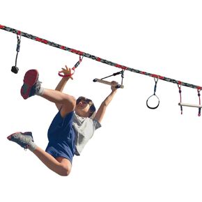 Slackers Ninjaline - 36' Intro Kit - Includes 7 Hanging Attachments - Best Outdoor Ninja Warrior Training Equipment For Kids - Build Your Very Own Backyard Obstacle Course - Rated Ages 5+
