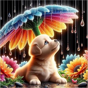 طقم الطلاء الماس Amorars Dog Diamond للبالغين ، المبتدئين في فنون الماس 5D - DIY DIY Diam Full Diamond Dot Gem Paints ، والهدايا المناسبة ، وحرف الديكور المنزلية ، 12x12inch