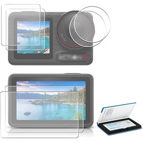 JJC (2 Pack) DJI Osmo Action 5 Pro Screen Protector, 9H Ultra Clear Tempered Glass Lens Protector + LCD Display Film for Osmo Action 5 Pro, 0.3mm Anti-Fingerprint Anti-Scrach Camera Protector Cover
