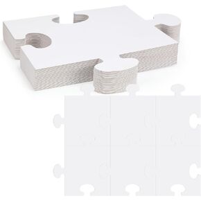 Sonwyoung 30 Pcs Large White Blank Cardboard Puzzles to Draw on 8 x 9 Inch Make Your Own Jigsaw Puzzle Pieces Giant Double Puzzle Blank White Papers for Kids Adult DIY Arts and Crafts Projects