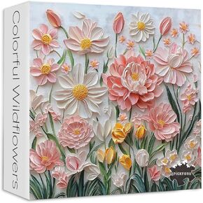 Spring Floral Puzzles for Adults 1000 Pieces, PICKFORU Wildflower Garden Flower Jigsaw Puzzle Oil Painting, Impossible Hard Plant Theme as Home Decor