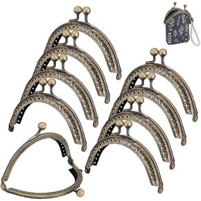 PH PandaHall 10pcs Purse Clasp Frame, Wallet Bag Kiss Clasp Lock Retro Arch Purse Coin Bag Frame Metal Purse Clip Hardware for DIY Craft Purse Bag Handle Sewing Craft, Golden, 3.35inch Long in Kuwait