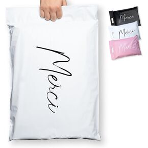 50 Merci Poly Mailers 14.5x19 - أكياس شحن متينة وأنيقة للأعمال التجارية الصغيرة - الأظرف البريدية ذاتية المقاومة للدموع للملابس والتعبئة - حقيبة بلاستيكية غير مبطنة.