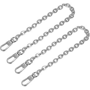 uxcell Purse Chain Strap, 2Pcs 8"x0.24" Flat Chain Strap Handbag Chains Accessories Purse Straps Shoulder Cross Body Replacement Strap(Silver Tone)
