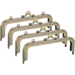 uxcell Metal Purse Frames - 7.28" 4Pcs Kiss Lock Clasp Frame Rectangle Embossed Clutch Frame Handles for Coin Purse Sewing Bag Making DIY Craft, Bronze