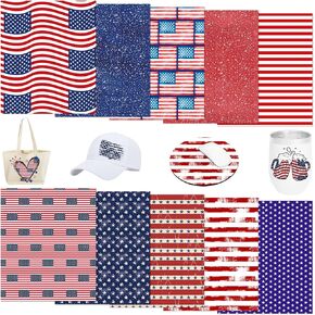 Tintnut American Flag Sublimation Pattern Pattern Paper - 10 Sheets 12 "X10" ، يوم الاستقلال ، باقة الورق الرابع من يوليو متوافق مع Cricut لأكواب DIY ، Tumblers ، السلسلة الرئيسية ، القمصان