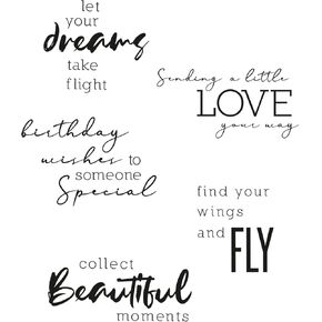 Sizzix Clear Stamps 5PK Sunnyside Sentiments #3 by Pete Hughes | 665405 | Chapter 3 2022, Multicolor