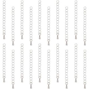 UniCraftale 50pcs قلادة وسوار - سلاسل كبح الفولاذ المقاوم للصدأ 56 مم مع علامات تبويب دمعة لصنع المجوهرات DIY