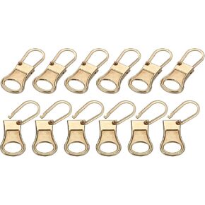 PATIKIL Zipper Pull Replacement, 12 Pcs Detachable Metal Zipper Tab Repair Kit Puller Slider for Luggage Clothing Suitcase Jackets Backpacks, Gold Tone