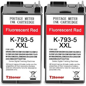 793-5 / SL-798-0 Ultra XXL Red Ink Cartridges Compatible with Pitney Bowes SendPro C, SendPro+ DM100, DM100i, DM125i, DM150i, DM175i, DM200L, DM225 & P700 Postage Meter,35ml-2Pack
