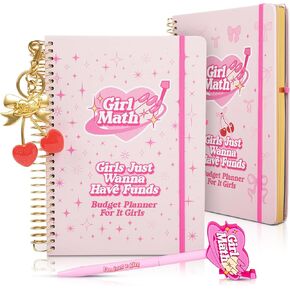GIRL MATH Budget Planner and Monthly Bill Organizer – Expense Tracker Notebook Budget Binder – 12 Months Undated Monthly Budget Journal Spending Tracker – Cute Girly Planner Budget Book (Stars Cover)