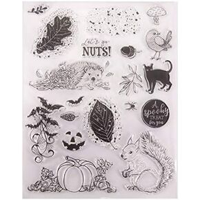 Welcome to Joyful 1pcs Squirrel Pumpkin Halloween Clear Stamp for Card Making Decoration and Scrapbooking 17.5x22.5cm