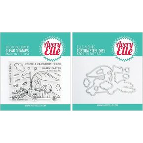 Avery Elle - Carrot Car - with Bunnies - Clear Stamps and Dies Set - 2 Item Bundle