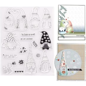 Arbuya Merry Christmas Gnome Clear Stamps for Card Making or Journaling, Sentiment Phrase Transparent Silicone Stamps for Albums Journals Scrapbooking Paper Crafts