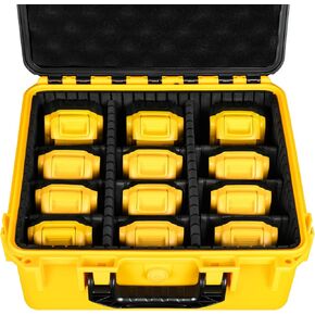 Case for Dewalt 20V Max Battery: Large Waterproof Hard Case for Dewalt 20V/12V/60V Battery/Charger, Battery Organizer Storage Box with 9 Dividers for 1.5/2.0/4.0/5.0/6.0/9.0/12.0ah Battery (Case Only)