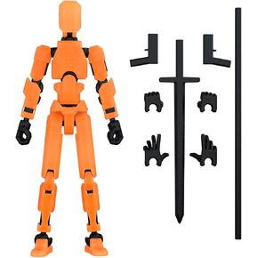 MerryXD T13 Action Figure,Assembly Completed Dummy Nova Tintan Lucky 13 Action Figure 3D Printed Multi-Jointed Movable Toy Orange