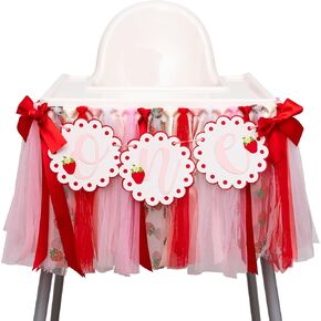 Banner Strawberry One Highlesair - Berry First Birthday High Chair Banner ، Sweet One Drithings for Party ، الذكرى السنوية ، تحطيم الكيك ، Photo Prop