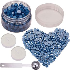 Craspire Royal Blue Sealing Wax Beads ، 210pcs ، شكل المثمن ، سهل الاستخدام لدعوات الزفاف ، مظاريف التخرج ، البطاقات ، الحرف اليدوية